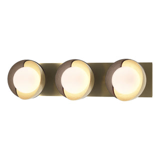 Hubbardton Forge - 201378-SKT-86-14-GG0711 - Brooklyn 3-Light Straight Double Shade Bath Sconce - Brooklyn - Modern Brass