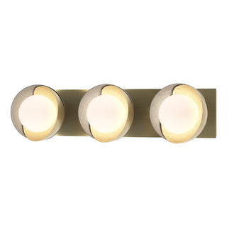Hubbardton Forge - 201378-SKT-86-82-GG0711 - Brooklyn 3-Light Straight Double Shade Bath Sconce - Brooklyn - Modern Brass