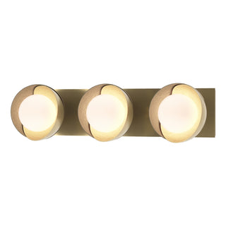 Hubbardton Forge - 201378-SKT-86-84-GG0711 - Brooklyn 3-Light Straight Double Shade Bath Sconce - Brooklyn - Modern Brass