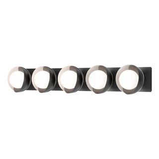Hubbardton Forge - 201379-SKT-10-02-GG0711 - Brooklyn 5-Light Straight Double Shade Bath Sconce - Brooklyn - Black
