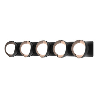 Hubbardton Forge - 201379-SKT-10-10-GG0711 - Brooklyn 5-Light Straight Double Shade Bath Sconce - Brooklyn - Black