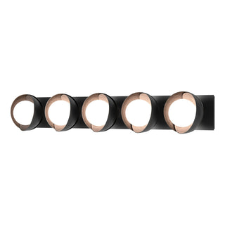 Hubbardton Forge - 201379-SKT-10-14-GG0711 - Brooklyn 5-Light Straight Double Shade Bath Sconce - Brooklyn - Black