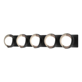 Hubbardton Forge - 201379-SKT-10-82-GG0711 - Brooklyn 5-Light Straight Double Shade Bath Sconce - Brooklyn - Black