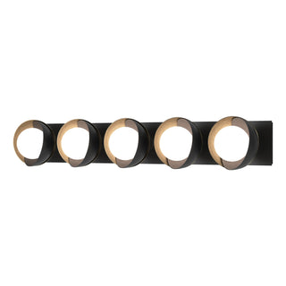Hubbardton Forge - 201379-SKT-10-84-GG0711 - Brooklyn 5-Light Straight Double Shade Bath Sconce - Brooklyn - Black