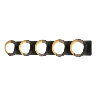 Hubbardton Forge - 201379-SKT-10-86-GG0711 - Brooklyn 5-Light Straight Double Shade Bath Sconce - Brooklyn - Black