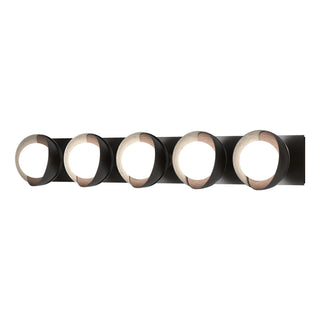 Hubbardton Forge - 201379-SKT-14-82-GG0711 - Brooklyn 5-Light Straight Double Shade Bath Sconce - Brooklyn - Oil Rubbed Bronze