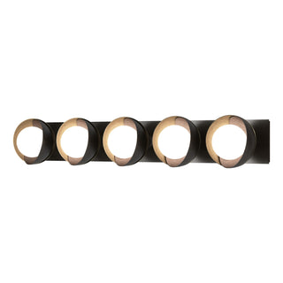 Hubbardton Forge - 201379-SKT-14-84-GG0711 - Brooklyn 5-Light Straight Double Shade Bath Sconce - Brooklyn - Oil Rubbed Bronze