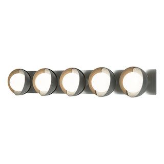 Hubbardton Forge - 201379-SKT-82-84-GG0711 - Brooklyn 5-Light Straight Double Shade Bath Sconce - Brooklyn - Vintage Platinum