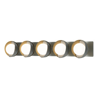 Hubbardton Forge - 201379-SKT-82-86-GG0711 - Brooklyn 5-Light Straight Double Shade Bath Sconce - Brooklyn - Vintage Platinum