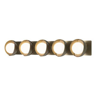 Hubbardton Forge - 201379-SKT-84-86-GG0711 - Brooklyn 5-Light Straight Double Shade Bath Sconce - Brooklyn - Soft Gold