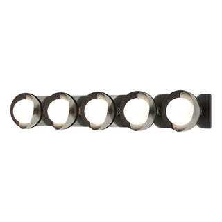 Hubbardton Forge - 201379-SKT-85-10-GG0711 - Brooklyn 5-Light Straight Double Shade Bath Sconce - Brooklyn - Sterling