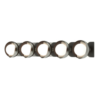 Hubbardton Forge - 201379-SKT-85-14-GG0711 - Brooklyn 5-Light Straight Double Shade Bath Sconce - Brooklyn - Sterling