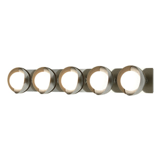 Hubbardton Forge - 201379-SKT-85-84-GG0711 - Brooklyn 5-Light Straight Double Shade Bath Sconce - Brooklyn - Sterling