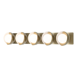 Hubbardton Forge - 201379-SKT-86-02-GG0711 - Brooklyn 5-Light Straight Double Shade Bath Sconce - Brooklyn - Modern Brass