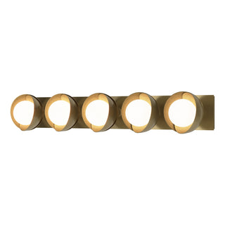 Hubbardton Forge - 201379-SKT-86-86-GG0711 - Brooklyn 5-Light Straight Double Shade Bath Sconce - Brooklyn - Modern Brass