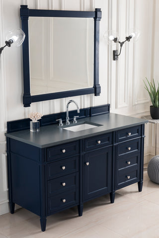 60 Inch Brittany Freestanding Vanity in Victory Blue / Charcoal Soapstone Top