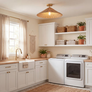 One Light Semi-Flush Mount in Natural Brass