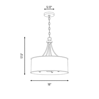 Four Light Pendant in Antique Silver