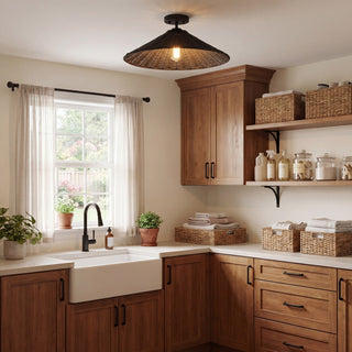One Light Semi-Flush Mount in Matte Black