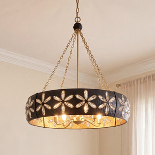 Venice Six Light Chandelier in Metropolis Black and Gold