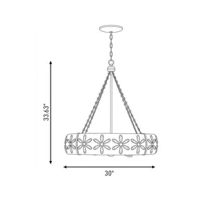 Venice Six Light Chandelier in Metropolis Black and Gold