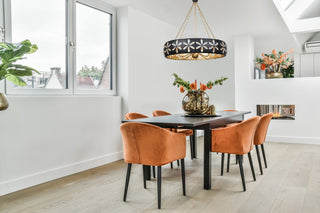 Venice Six Light Chandelier in Metropolis Black and Gold