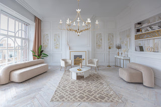 Muse 12 Light Chandelier in French Gold and White Cashmere