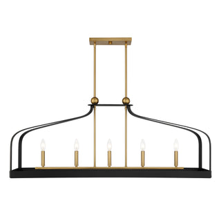 Savoy House - 1-7804-5-143 - Five Light Linear Chandelier - Sheffield - Matte Black with Warm Brass Accents