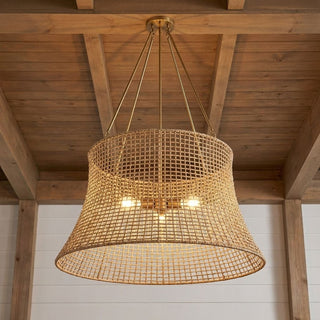 Longleaf Four Light Outdoor Chandelier in Burnished Brass