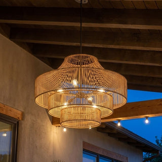Medlock Eight Light Outdoor Chandelier in Burnished Brass