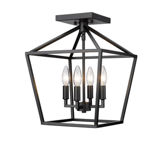 4-Light Semi-Flush Ceiling Mount Matte Black