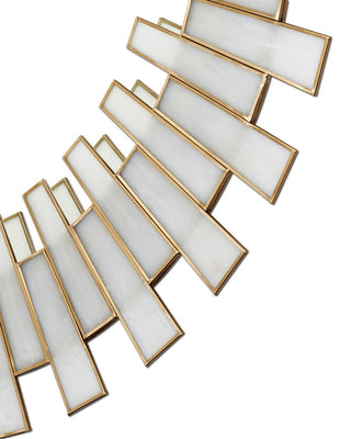 Glasdele Mirror in Antique Brass/White