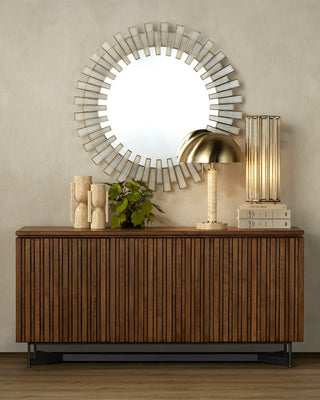 Glasdele Mirror in Antique Brass/White