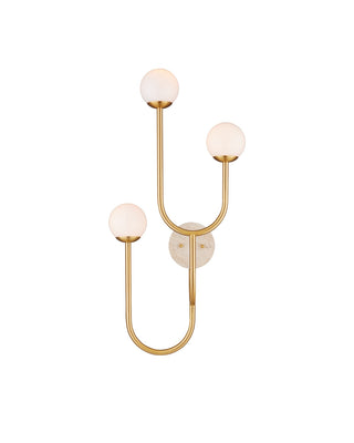 Currey and Company - 5000-0256 - Three Light Wall Sconce - Highsmith - Brass/Natural/White