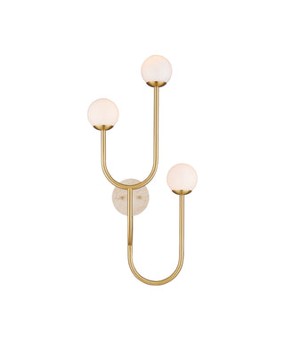 Currey and Company - 5000-0257 - Three Light Wall Sconce - Highsmith - Brass/Natural/White