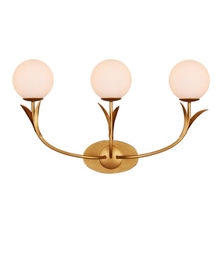 Currey and Company - 5000-0261 - Three Light Wall Sconce - Rossville - Contemporary Gold Leaf/Frosted White