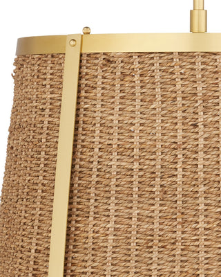 Deauville One Light Pendant in Natural/Polished Brass