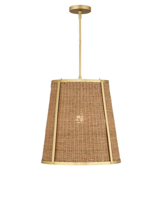 Deauville One Light Pendant in Natural/Polished Brass