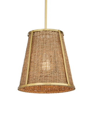 Deauville One Light Pendant in Natural/Polished Brass