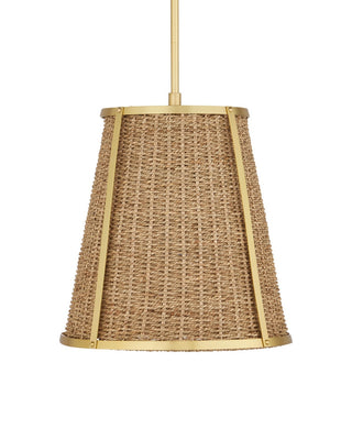 Deauville One Light Pendant in Natural/Polished Brass