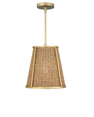 Deauville One Light Pendant in Natural/Polished Brass