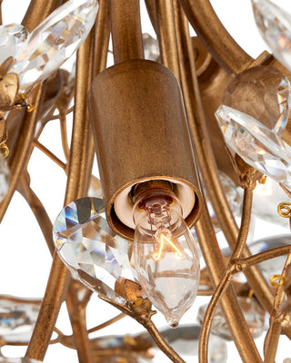 Crystal Bud Five Light Semi-Flush Mount in Brass/Clear