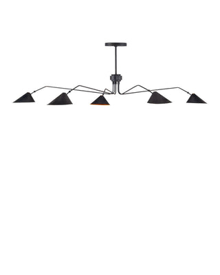 Serpa Five Light Chandelier in French Black/Gold Leaf