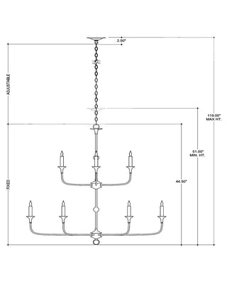 Nottaway Nine Light Chandelier in Pyrite Bronze