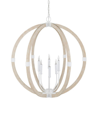Bastian Six Light Chandelier in Sugar White/Sandstone