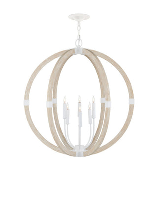 Bastian Six Light Chandelier in Sugar White/Sandstone