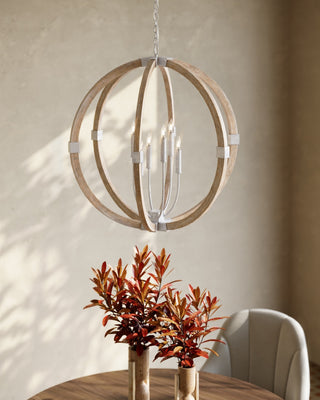 Bastian Six Light Chandelier in Sugar White/Sandstone