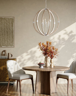 Bastian Six Light Chandelier in Sugar White/Sandstone