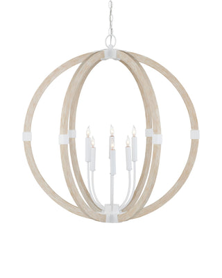 Currey and Company - 9000-1131 - Six Light Chandelier - Bastian - Sugar White/Sandstone
