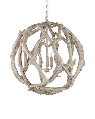 Driftwood Three Light Chandelier in Whitewash